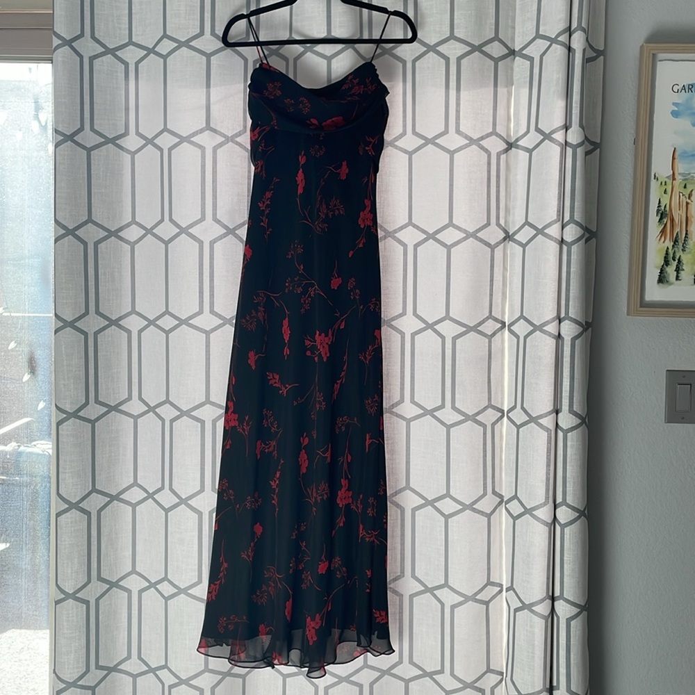 Vintage Betsy & Adam by Jaslene Black/Red Floral Formal Dress - Picture 2 of 9